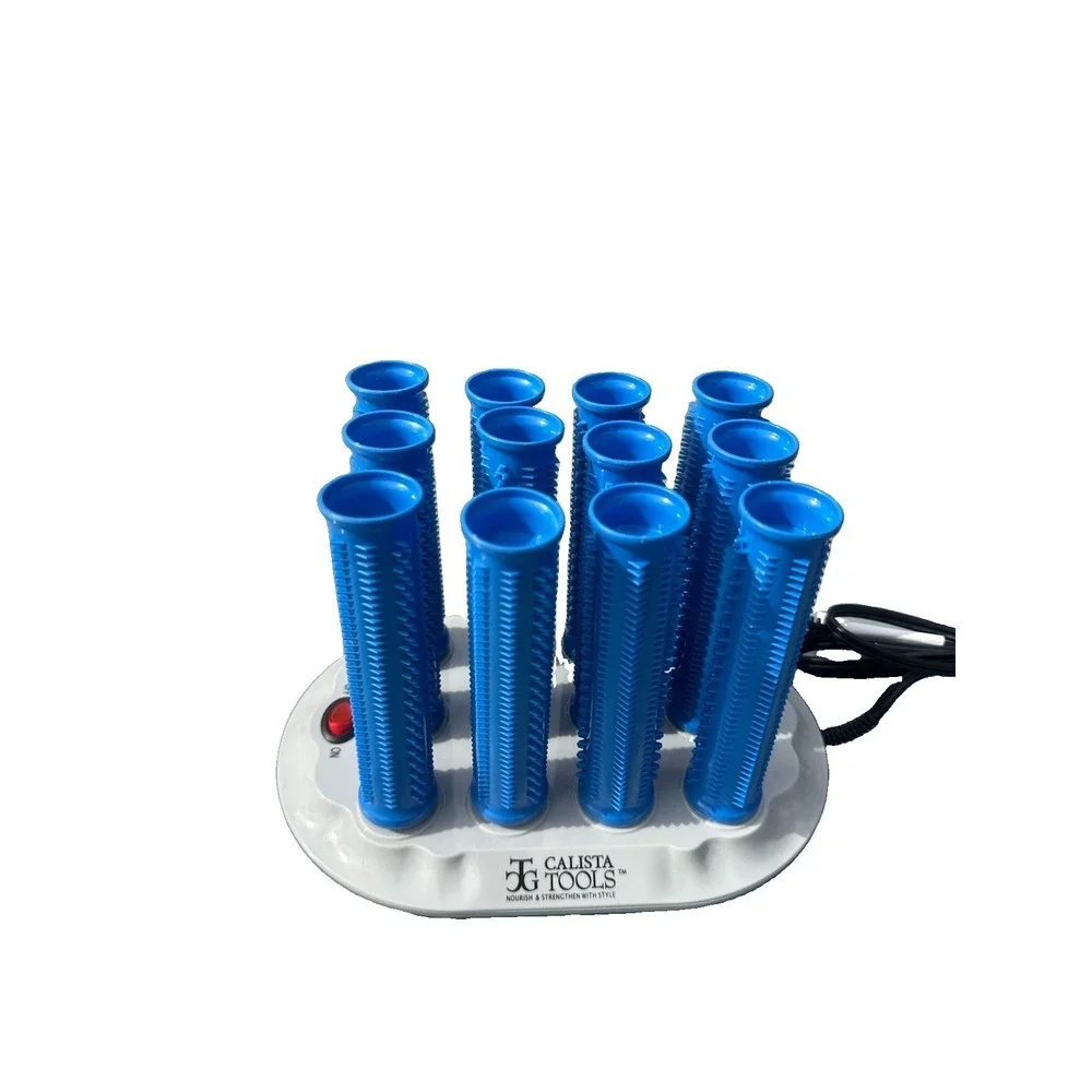 Calista Tools Ion Hot Rollers L12-Base 12 Long Blue Rollers 12 Clips Travel Bag